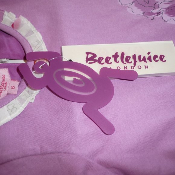 Beetlejuice London Little Girl SZ 6 Purple Dress Watercolor Like Flower Ruffles - Picture 8 of 11